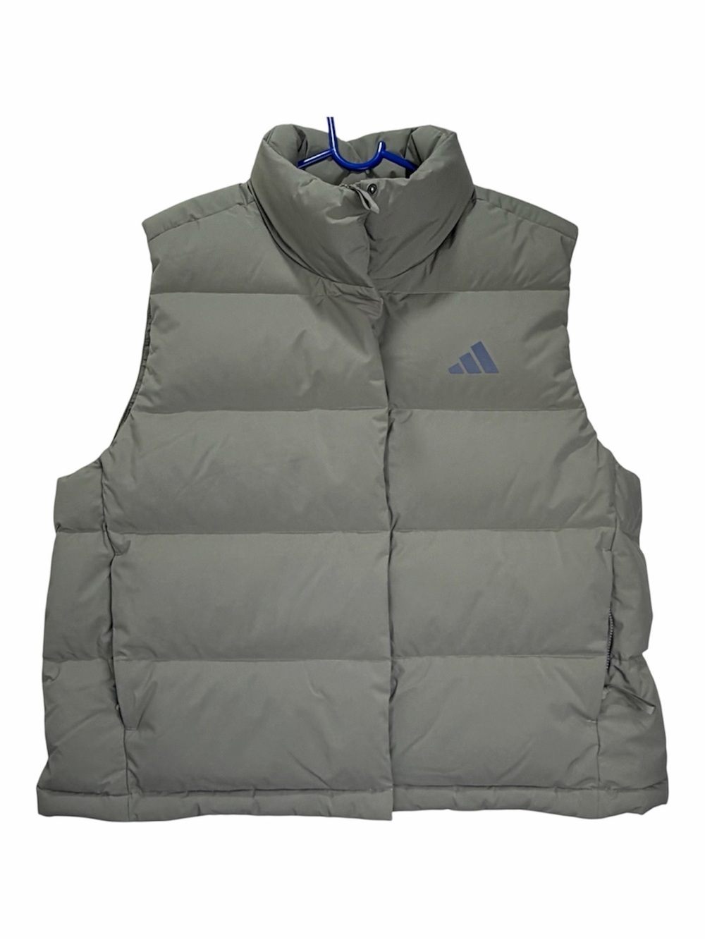 adidas Womens Helionic Climawarm Down Vest Silver Pebble Large Large JX3025